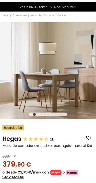 Mesa Comedor Kenay 120cm Extensible