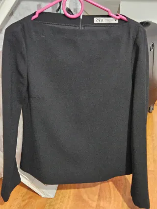 Top Zara Negro Manga Larga