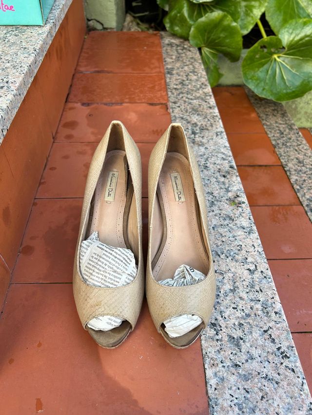 Zapatos Peep-toe Massimo Dutti Beige