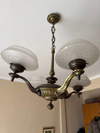 Lámpara de techo metal y cristal