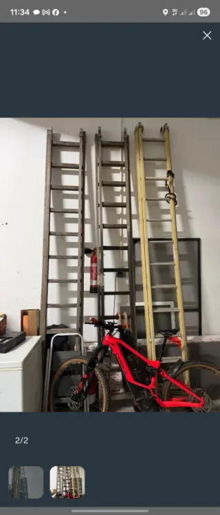 Escalera de madera 2 tramos 14 peldaños