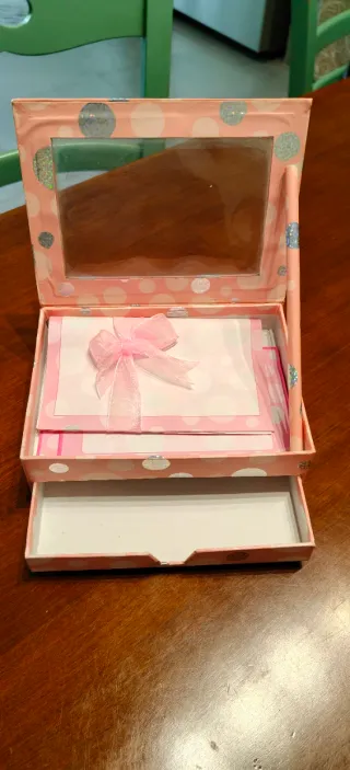 Set scrivania pois rosa