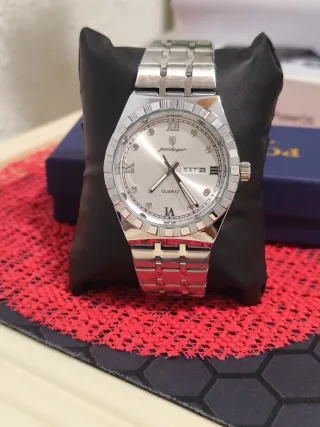 Reloj Poedagar Plata y Blanco Hombre