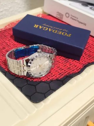 Reloj Poedagar Plata y Blanco Hombre