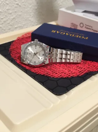 Reloj Poedagar Plata y Blanco Hombre