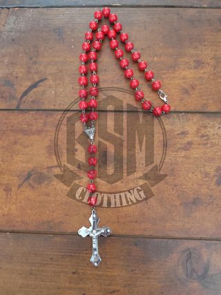 Rosario con croce e pietre rosse
