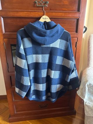 Chaqueta Martha cuadros azul y gris talla única