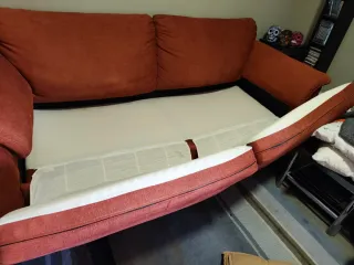 Sofá Cama Tela Naranja/Rojo