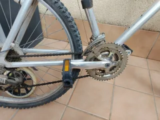 Bicicleta de montaña plateada