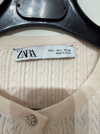 Cardigan Zara Maglia Trecce Rosa Cipria