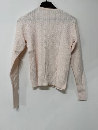 Cardigan Zara Maglia Trecce Rosa Cipria
