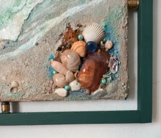 Quadro moderno mare con conchiglie mis 90 x 38