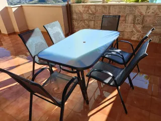 Conjunto mesa y 6 sillas jardín/terraza