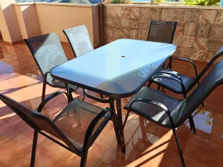 Conjunto mesa y 6 sillas jardín/terraza