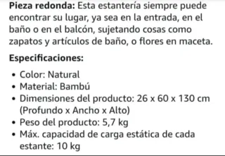 Estantería de bambú de 5 baldas