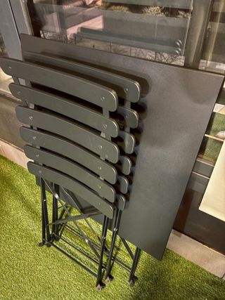 Mesa y 2 Sillas Plegables Metal Negro