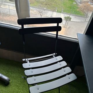 Mesa y 2 Sillas Plegables Metal Negro