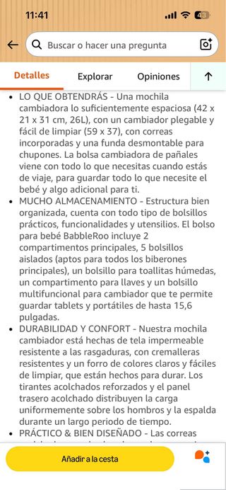 Mochila cambiador bebé