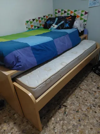 Cama nido con cajones de madera +colchon