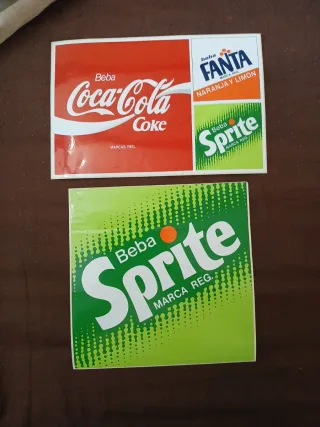 Lote 2 Pegatinas Vintage Coca Cola y Sprite