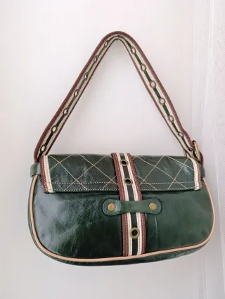 Borsa Coccinelle, vintage 00s Y2K, in pelle, verde