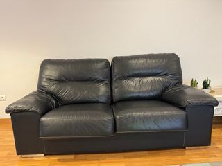 Pack 2 sofás piel negra 2 plazas