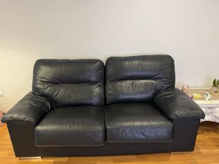 Pack 2 sofás piel negra 2 plazas
