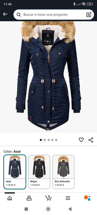 Abrigo Parka NAVHOO azul con capucha y etiqueta