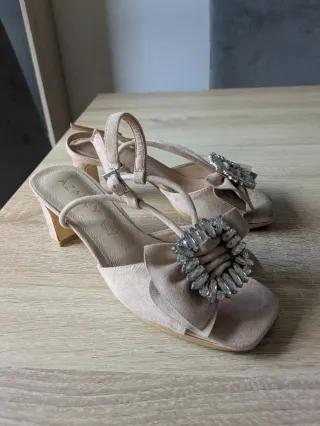 Sandalias de piel, color, beige T.35