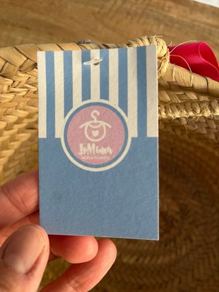 Cesta de playa de esparto con cenefa estampado