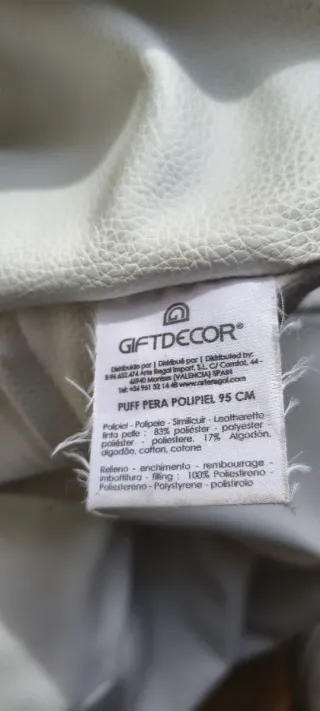 Puff pera blanco 95cm