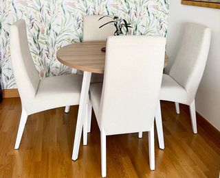 Sillas de salón tela blanco roto