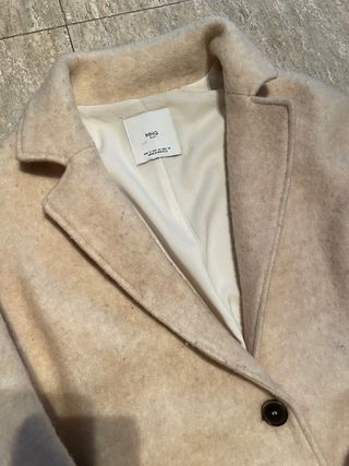 Abrigo Mango Lana Rosa Crudo Mujer