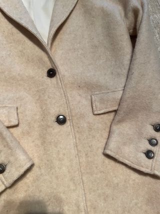 Abrigo Mango Lana Rosa Crudo Mujer