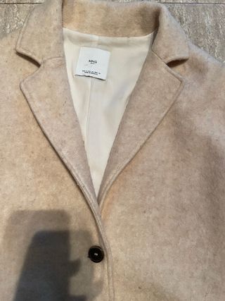 Abrigo Mango Lana Rosa Crudo Mujer