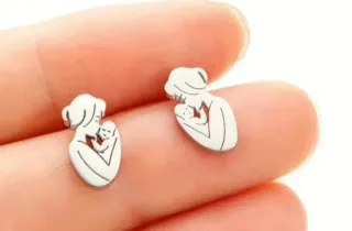 Conjunto collar y pendientes mamá y bebé acero