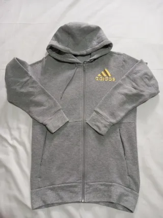 Felpa Adidas Grigia con Zip e Cappuccio