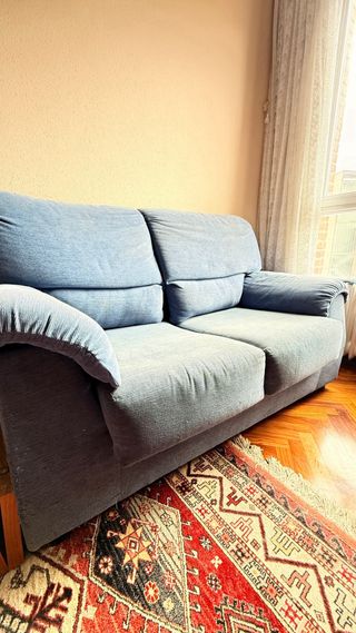 Sofá azul 2 plazas tela