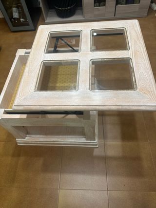 Mesa centro madera blanca elevable
