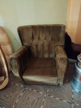 Sillón vintage tela marrón