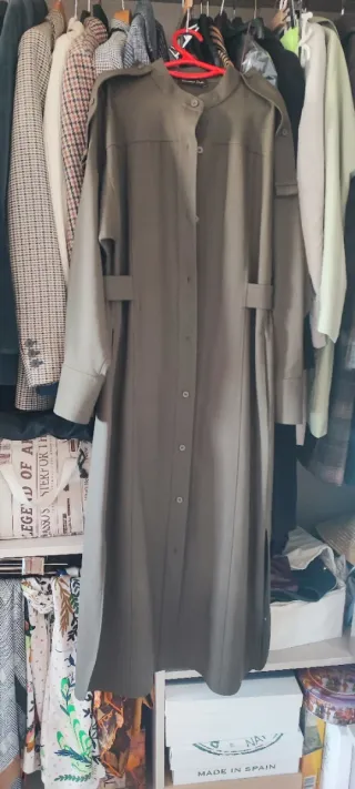 Vestido/Sobrecamisa Massimo Dutti Verde Talla S