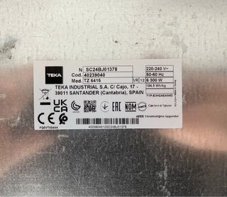 Vitrocerámica Teka 60x60 (no inducción)