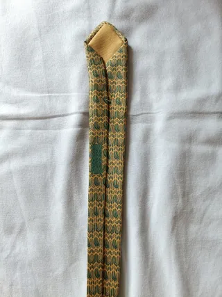Corbata Hermès Seda Verde y Amarillo