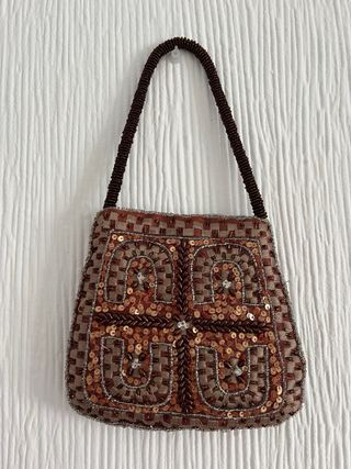 Bolso fiesta Adolfo Domínguez marrón y dorado