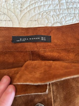 Falda Zara ante botones marrón