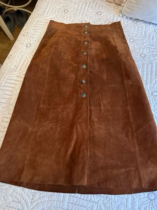 Falda Zara ante botones marrón