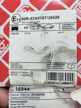 Pastillas de Freno FEBI BILSTEIN 16944