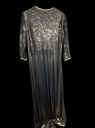 Vestido largo lentejuelas plata y negro