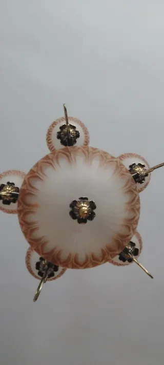 Lámpara de salón 5 tulipas beige y marrón