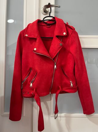 Chaqueta de ante roja